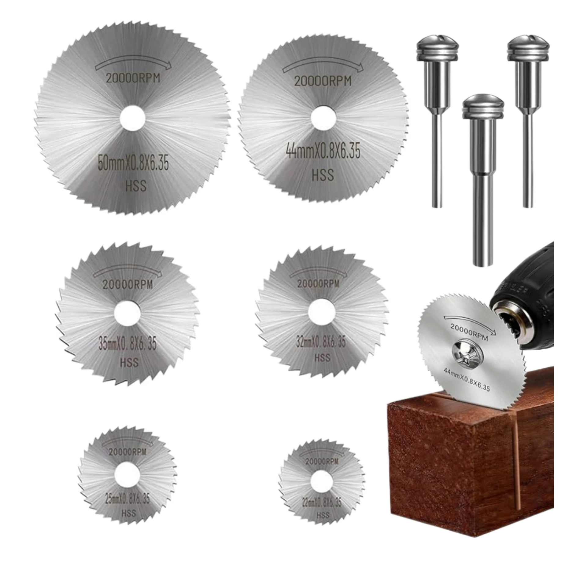 شفرات منشار دائري مصغّر HSS مع عمود تثبيت